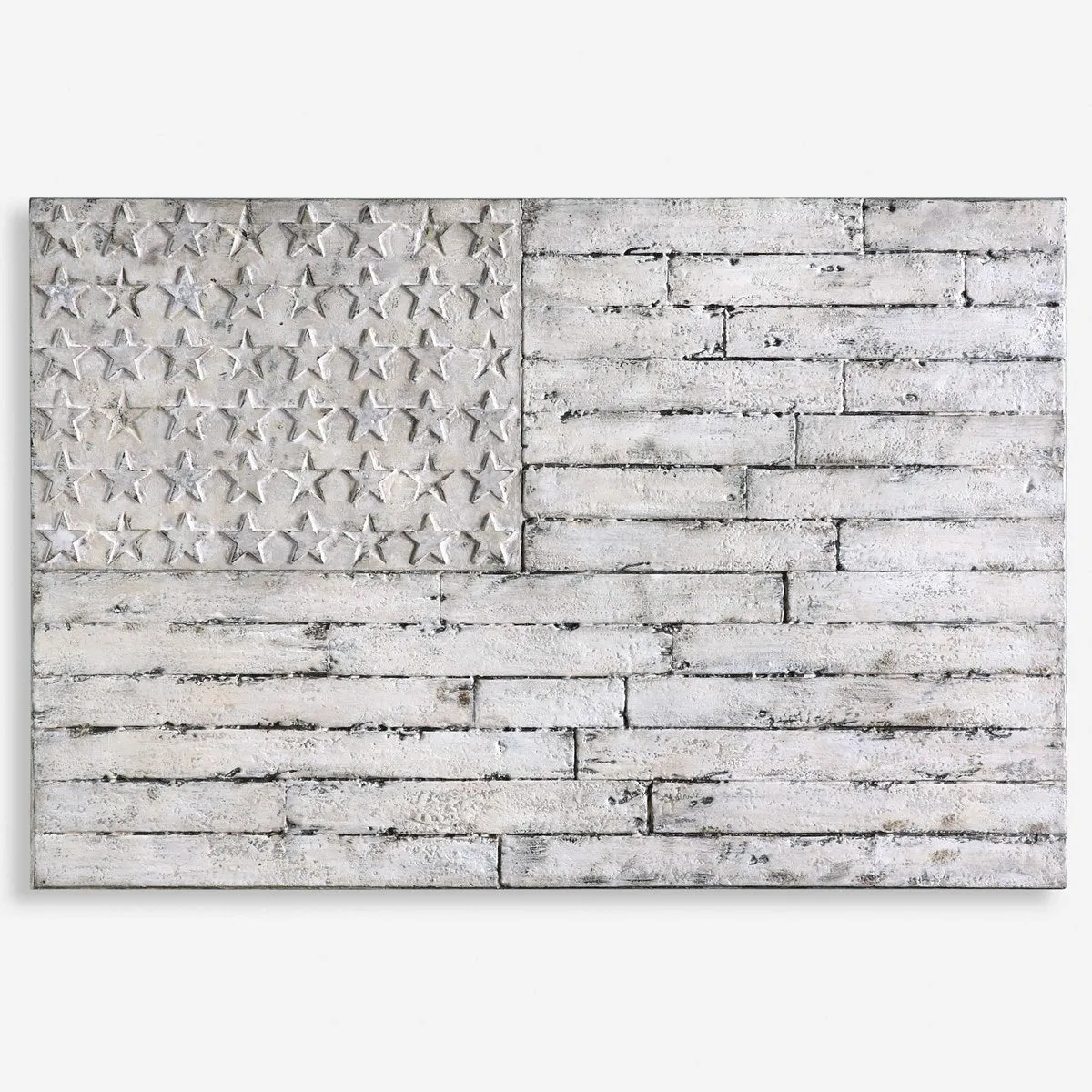 Uttermost Blanco Patriotic Distressed White Hand Painted Canvas