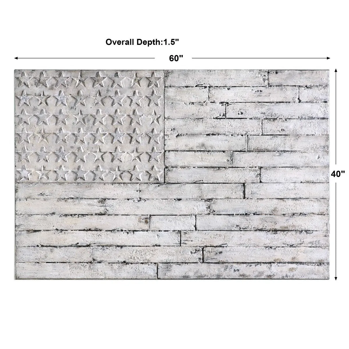 Uttermost Blanco Patriotic Distressed White Hand Painted Canvas