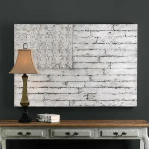 Uttermost Blanco Patriotic Distressed White Hand Painted Canvas