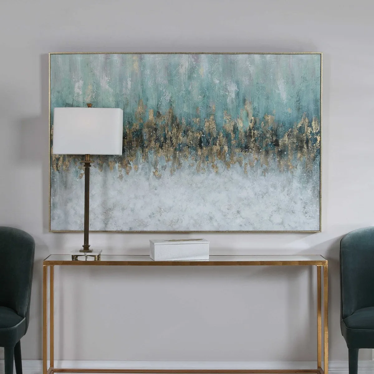 Uttermost Divide Teal and Aqua Hand Painted Canvas