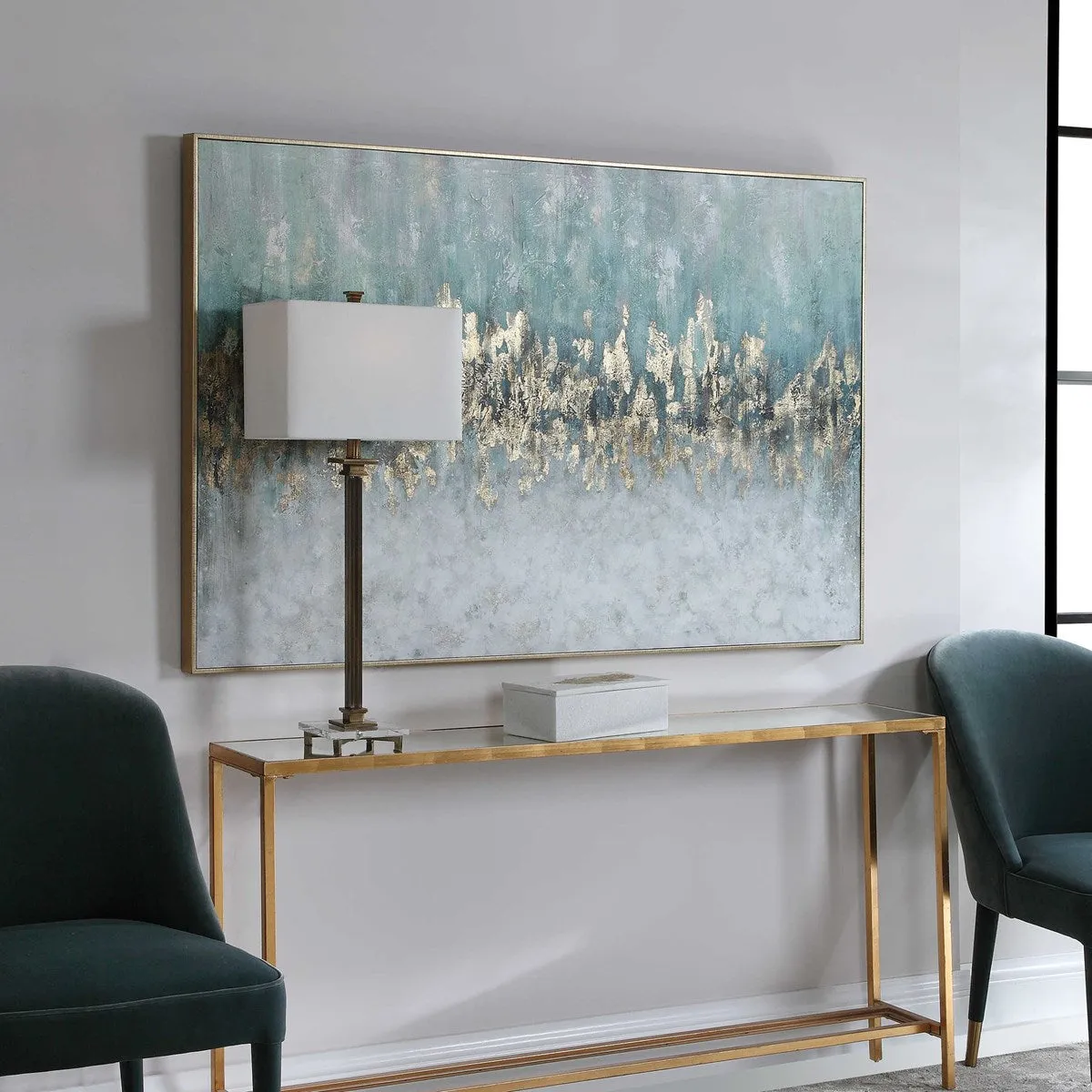 Uttermost Divide Teal and Aqua Hand Painted Canvas