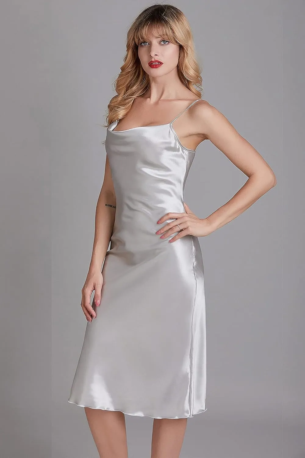 VINMASS Plus Size Nightgown for Women Satin Nighty Sleepwear Night Lounge Pajamas Silky Slip Dress for boobs Nightwear, S-3XL