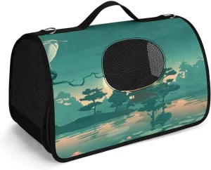 Vintage Anime Palace Moon Pond Funny Pet Bag Soft Bags with Shoulder Strap Small Cats Dogs Travel Handbag