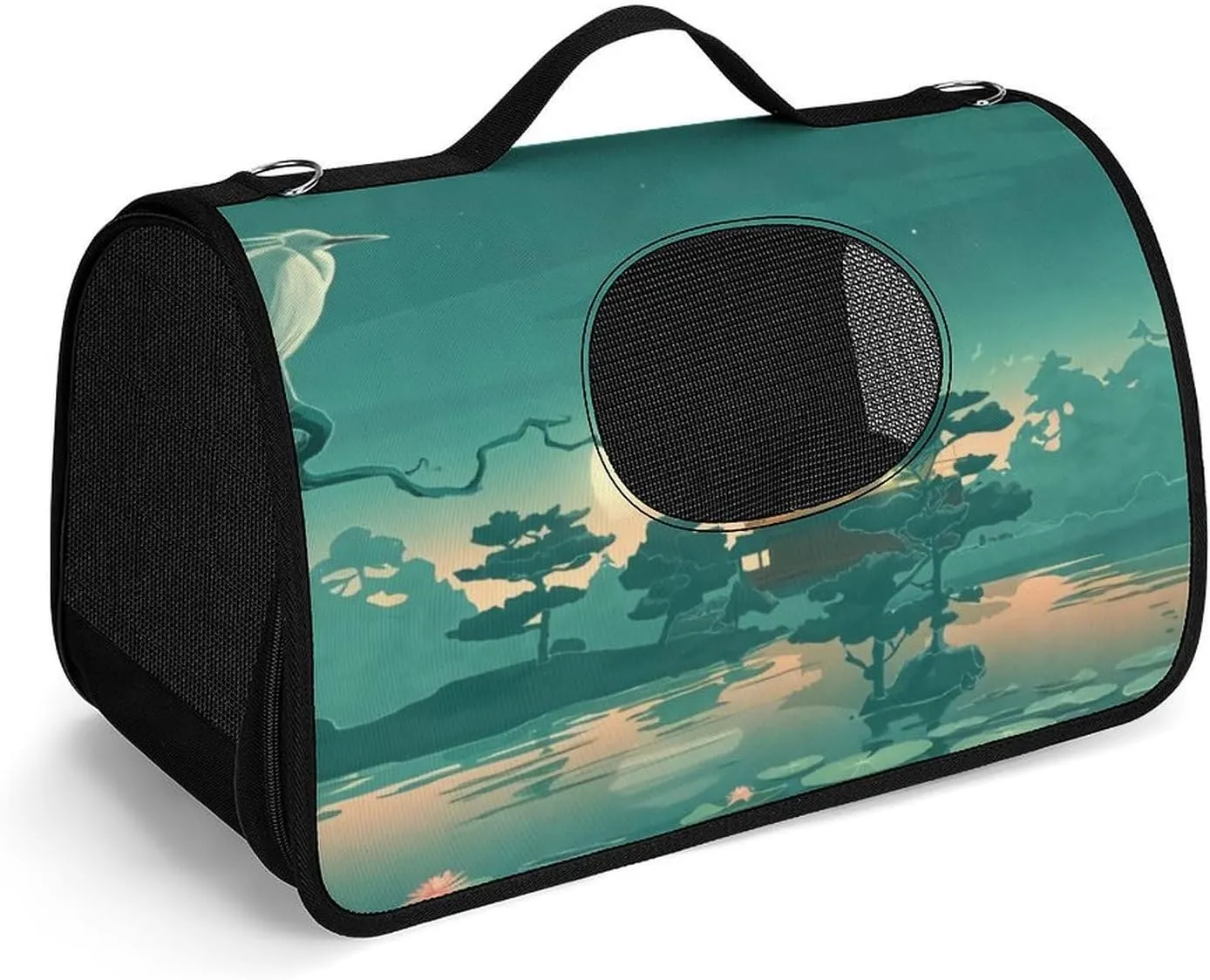 Vintage Anime Palace Moon Pond Funny Pet Bag Soft Bags with Shoulder Strap Small Cats Dogs Travel Handbag