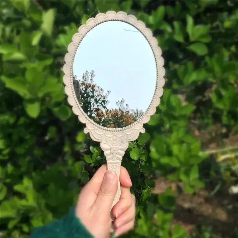 Vintage Carved Handheld Vanity Mirror