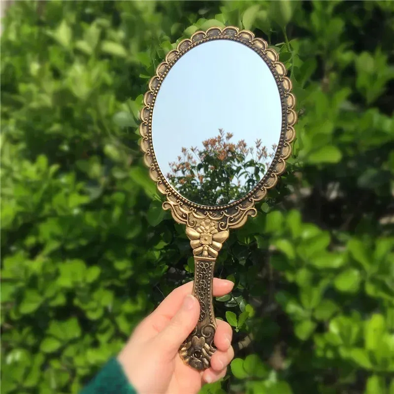 Vintage Carved Handheld Vanity Mirror