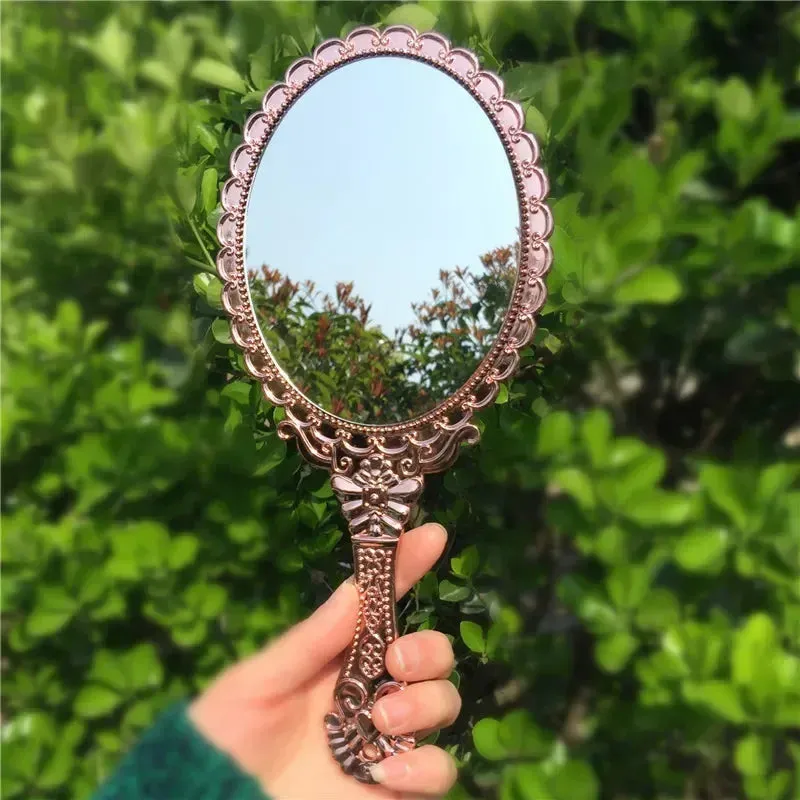 Vintage Carved Handheld Vanity Mirror