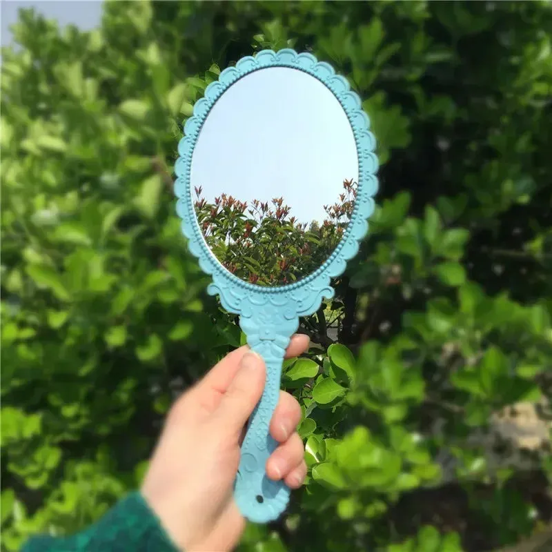 Vintage Carved Handheld Vanity Mirror
