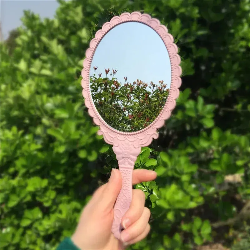 Vintage Carved Handheld Vanity Mirror
