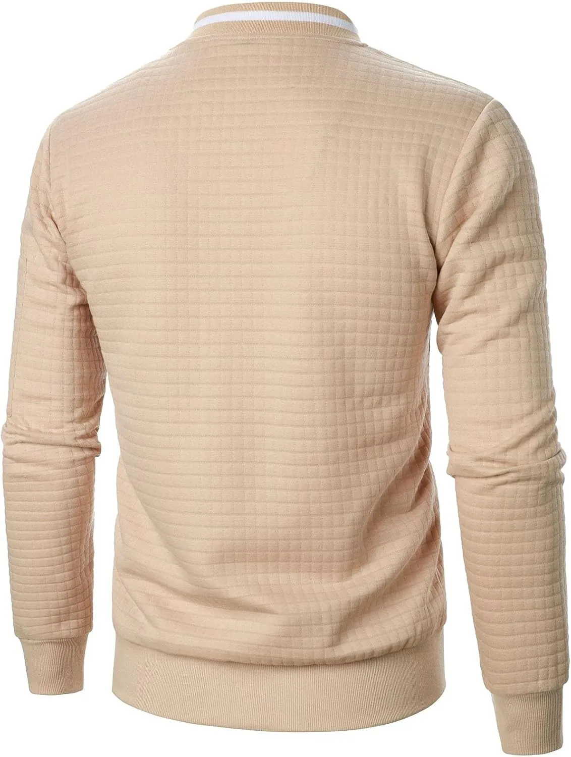 Waffle Knit Sweatshirt for Men Crewneck Pullover Full Zip Up Shirts Casual Long Sleeve Fall Winter Outfits 2024