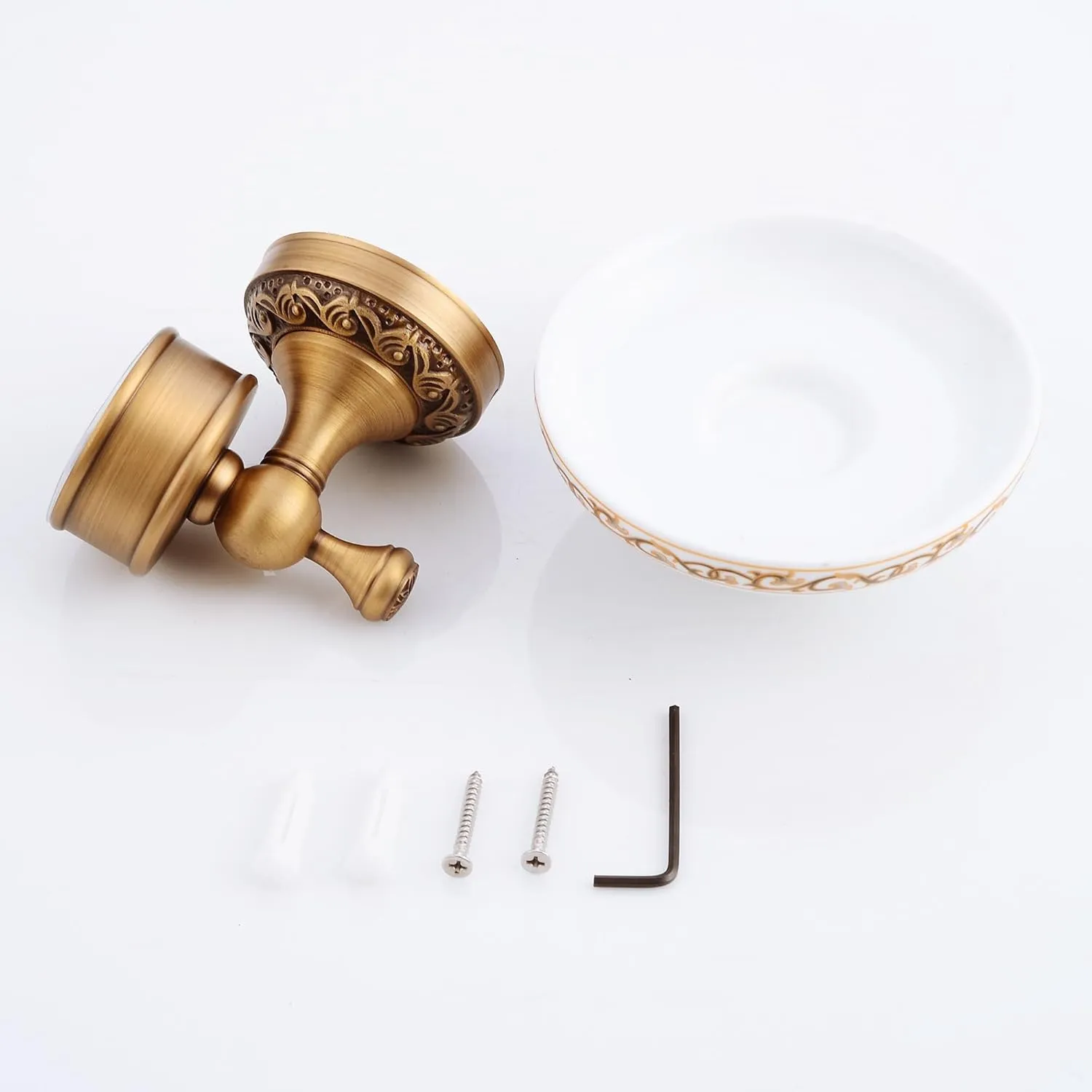 Wall Mounted Bathroom Soap Dish Holder, Antique Brass Pattern Carving,Brushed Bronze