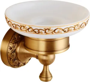 Wall Mounted Bathroom Soap Dish Holder, Antique Brass Pattern Carving,Brushed Bronze