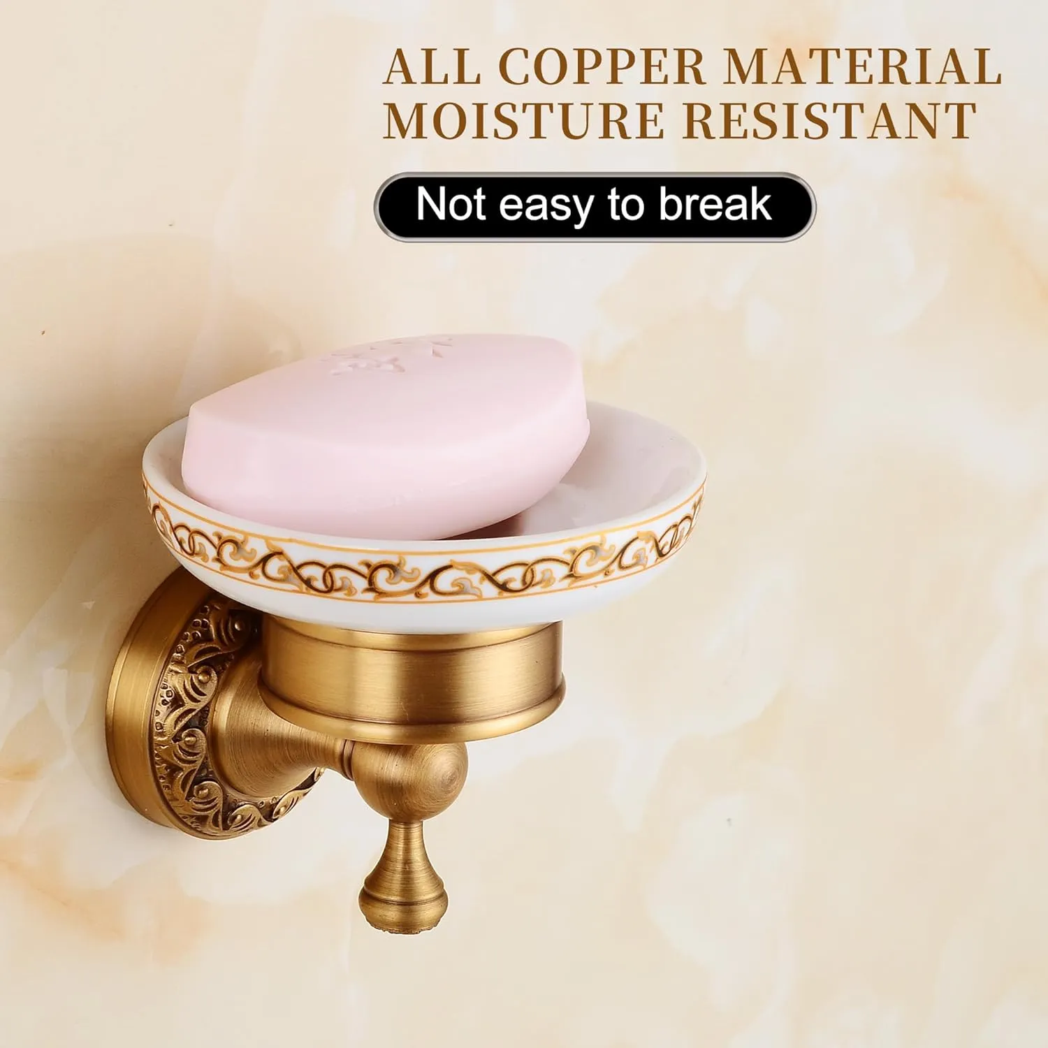 Wall Mounted Bathroom Soap Dish Holder, Antique Brass Pattern Carving,Brushed Bronze