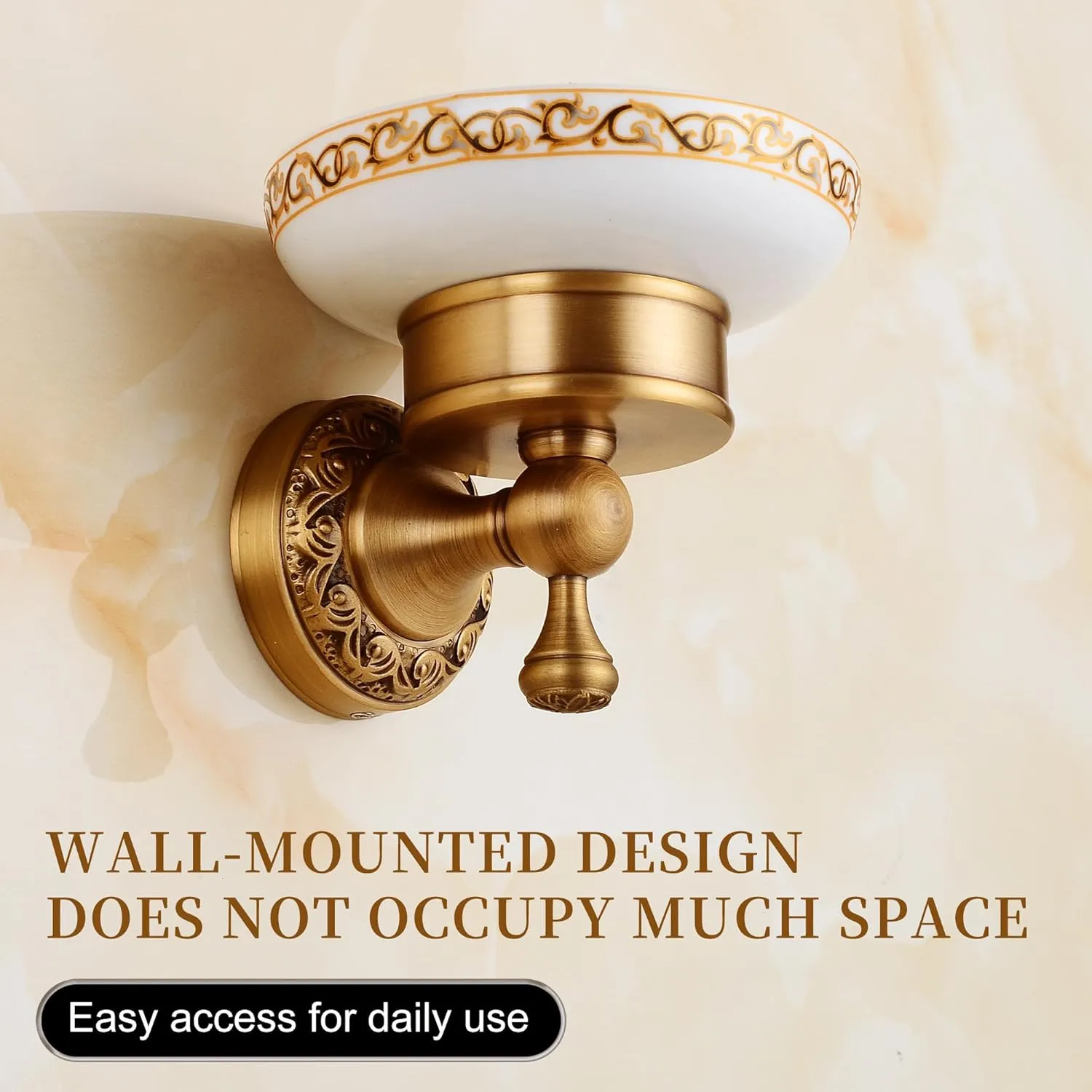 Wall Mounted Bathroom Soap Dish Holder, Antique Brass Pattern Carving,Brushed Bronze