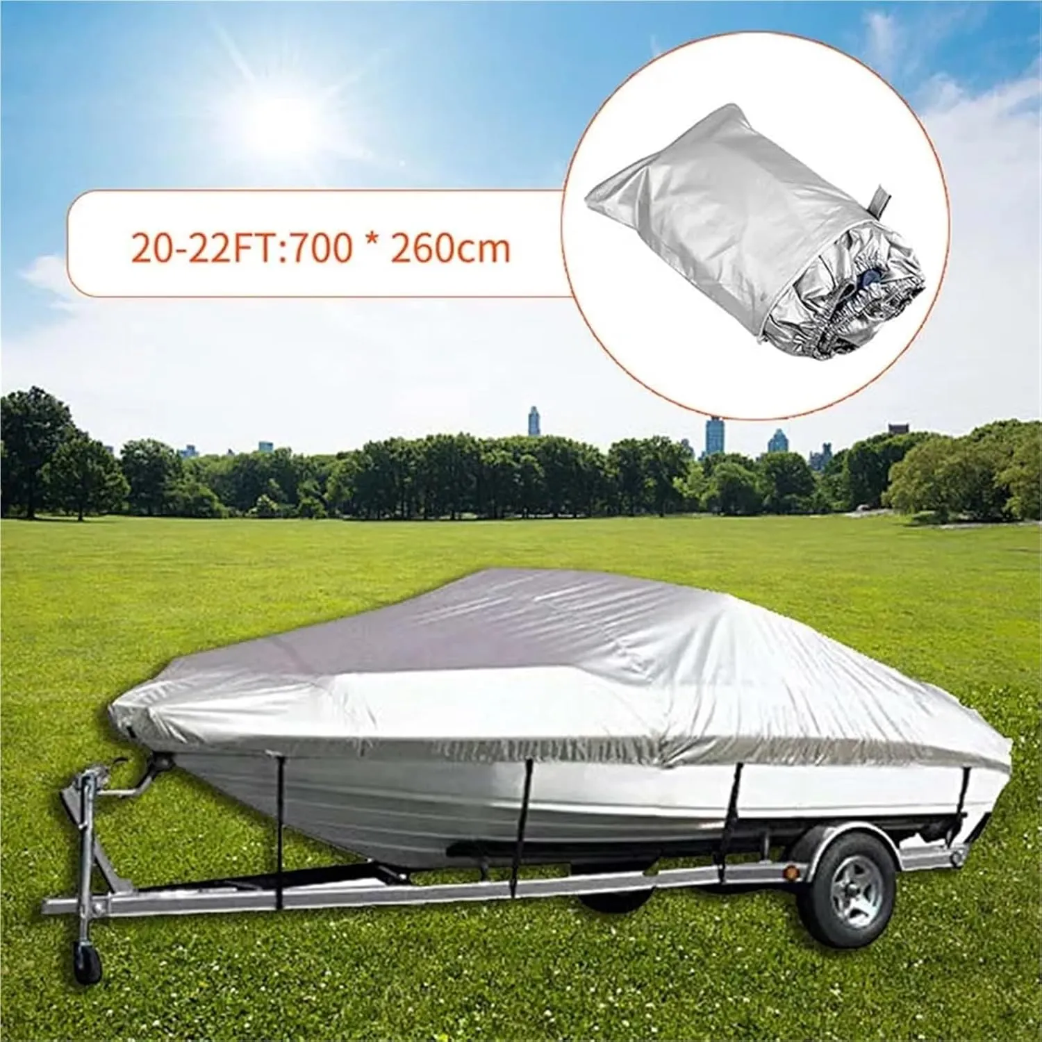 Waterproof Yacht Cover 11–22ft – Anti-Tear & Silver Reflective Fabric for Boats(20-22FT)