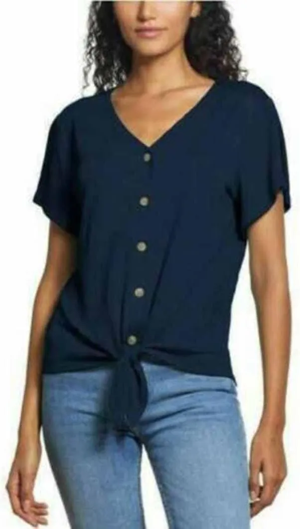 Weatherproof Vintage Ladies' Tie Front Top