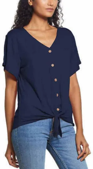 Weatherproof Vintage Ladies' Tie Front Top