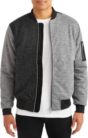 WeSC Mens Blocked Bomber Flannel Jacket Medium (4) Multi Melange Grey