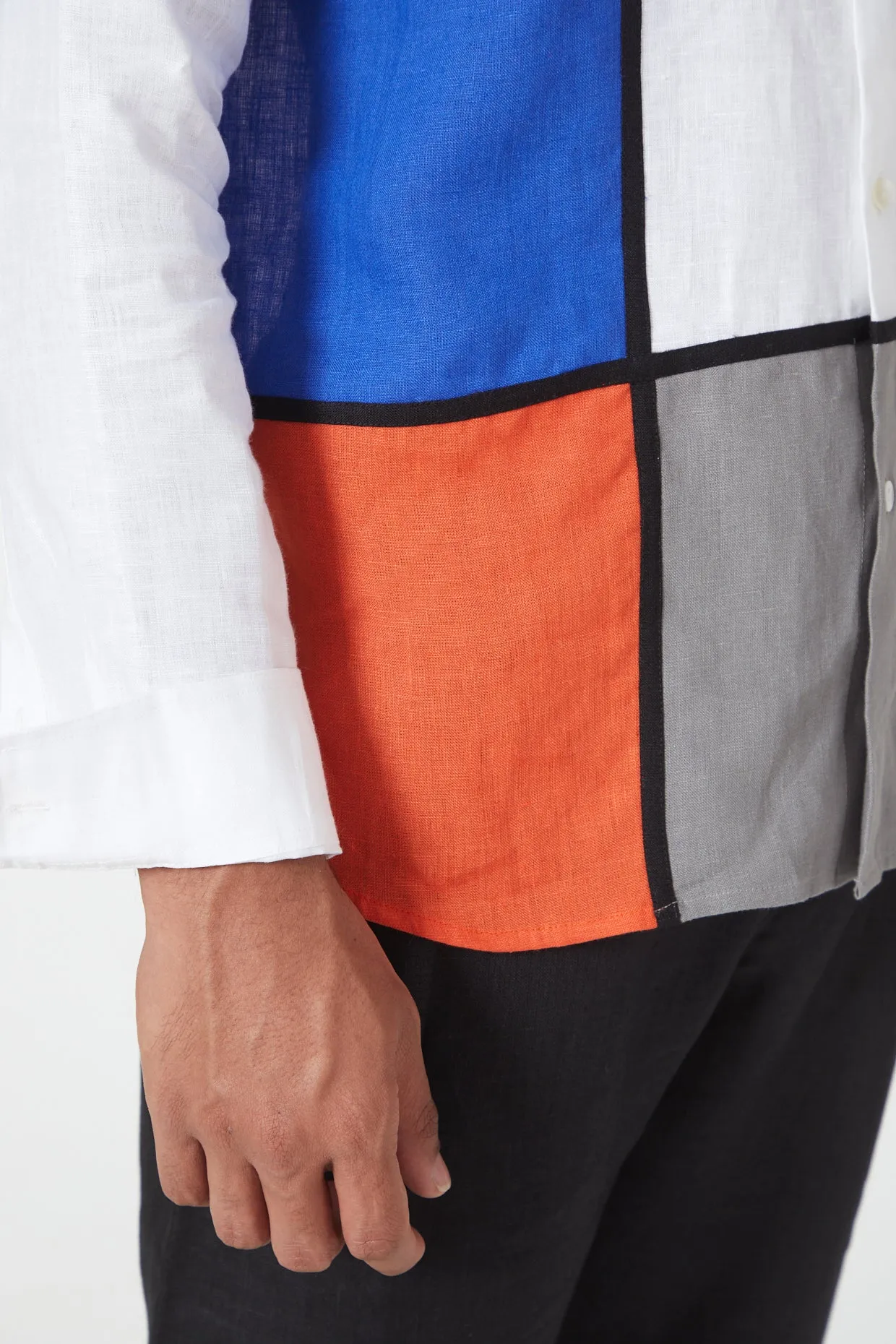 White Color Blocked Shirt