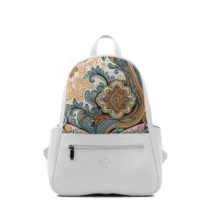 White Vivid Backpack Linocut