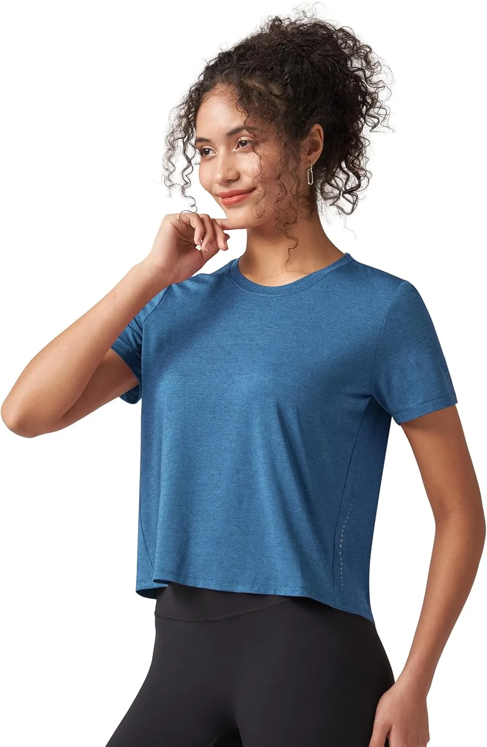 Willit Women's Workout Tops Athletic Shirts Cropped Short Sleeve Split Back Gym Breathable Quick Dry