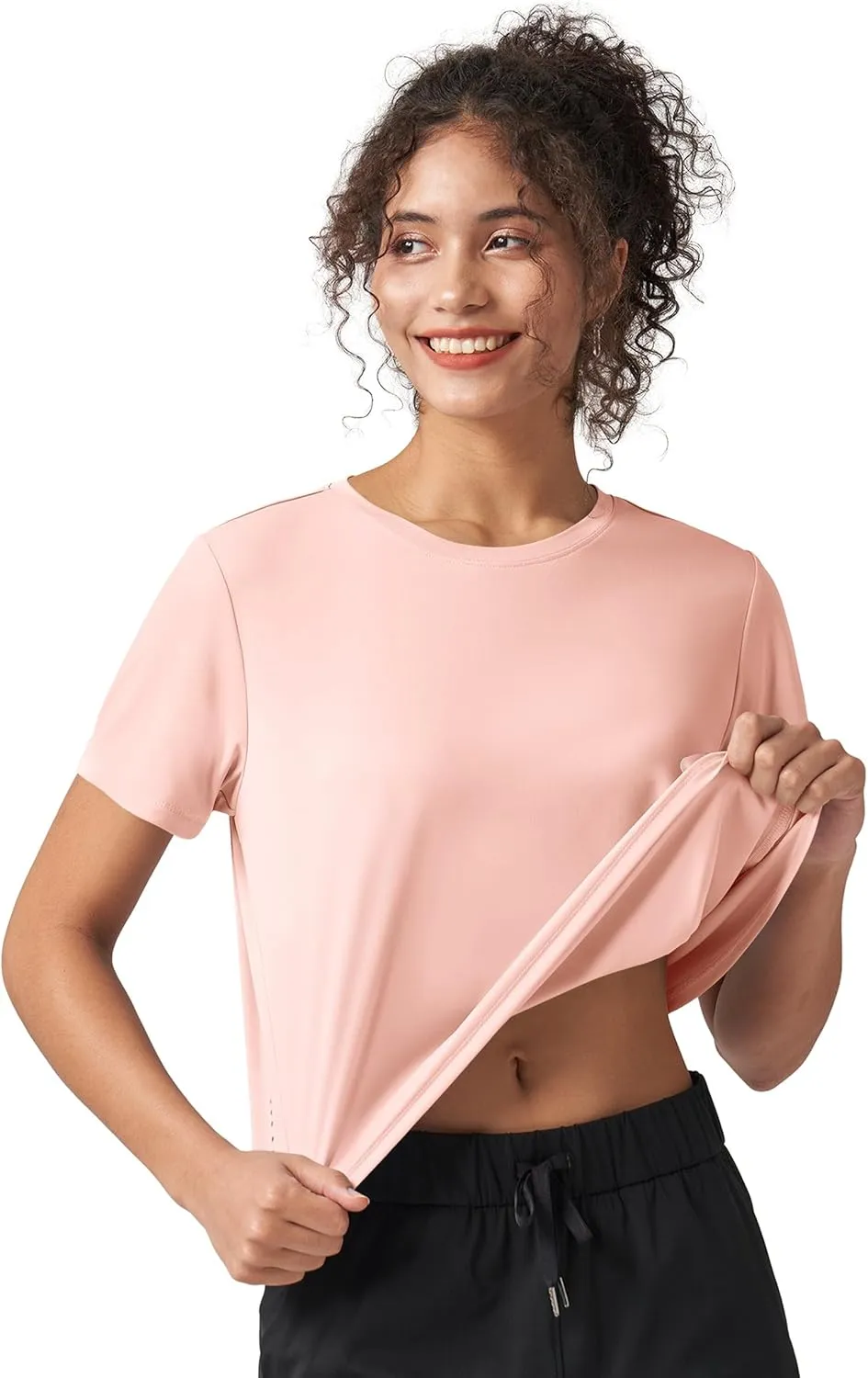 Willit Women's Workout Tops Athletic Shirts Cropped Short Sleeve Split Back Gym Breathable Quick Dry