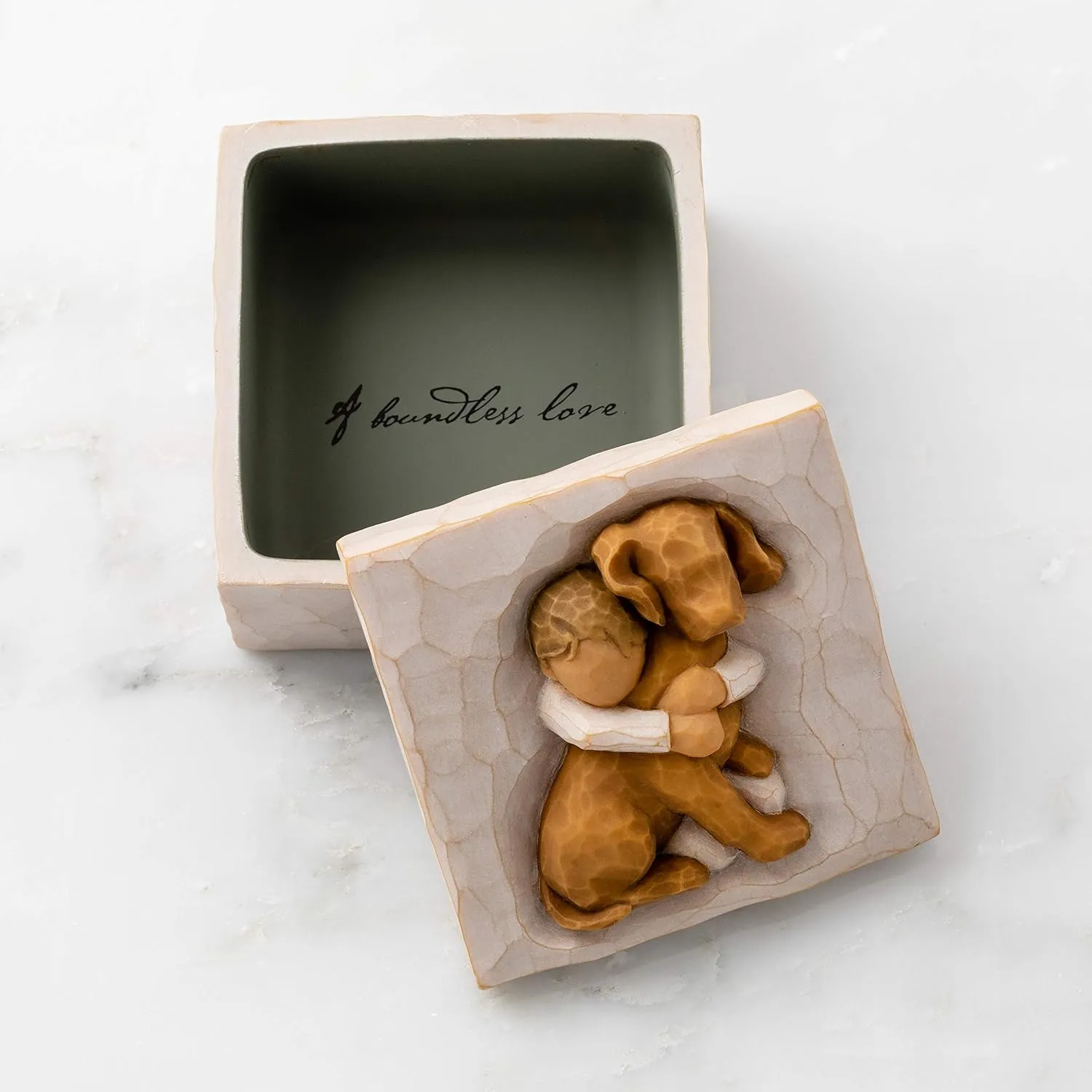Willow Tree Hug (golden dog), sculpted hand-painted Keepsake Box