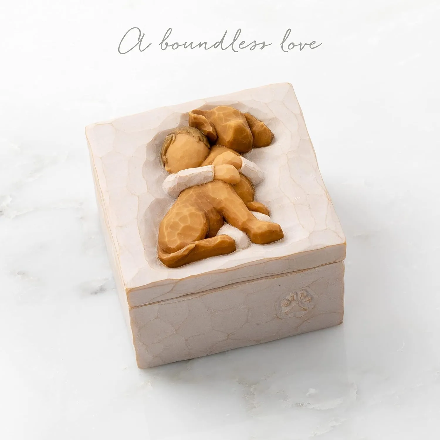 Willow Tree Hug (golden dog), sculpted hand-painted Keepsake Box