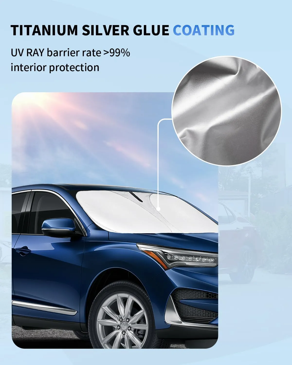 Windshield Sun Shade Sunshade for Acura RDX SUV Windshield Cover Custom Fit 2013-2024 2025 Acura RDX Tech, A-Spec, Advance Accessories Sun Visor Protector Front Window UV Blocker Car Accessories