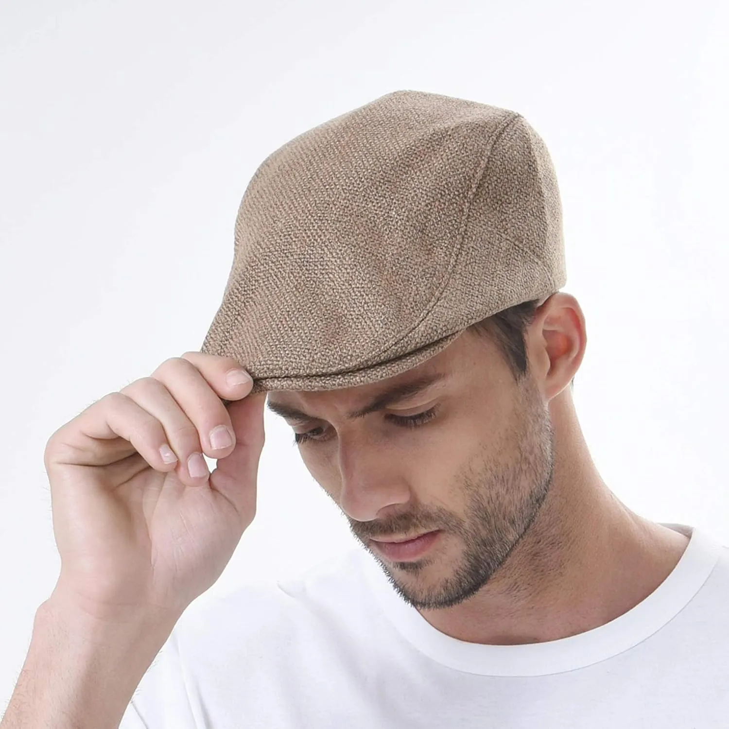 WITHMOONS Ivy Cap Straw Weave Linen-Like Cotton Cabbie Newsboy Hat MZ30038