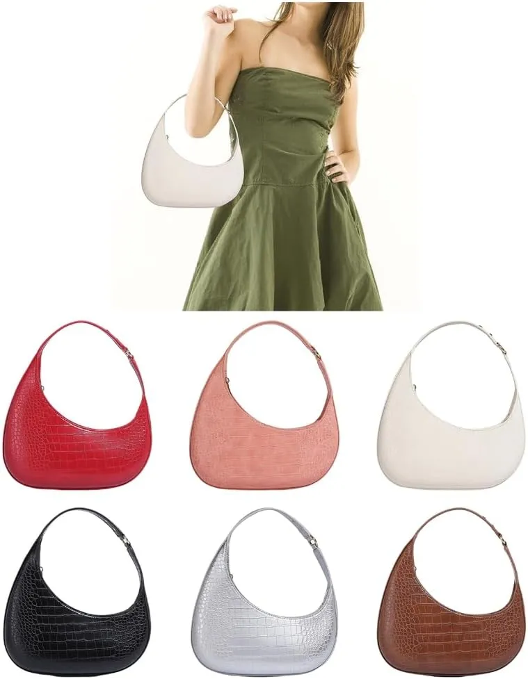 Women Armpit Bag PU Leather Shoulder Bag Half Moon Bag Trend Commuting Bag Fashion Handbag All-Matching Underarm Bag