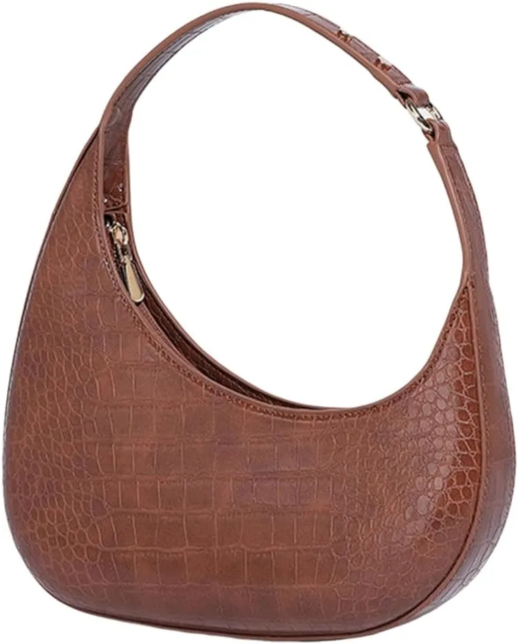 Women Armpit Bag PU Leather Shoulder Bag Half Moon Bag Trend Commuting Bag Fashion Handbag All-Matching Underarm Bag