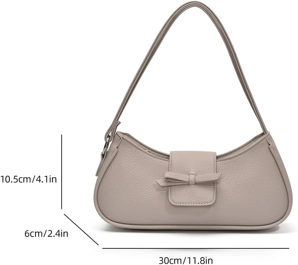 Women Casual Underarm Bag PU Leather Simple Armpit Bag Solid Color Stylish Cool Girl Handbag Travel Shopping Work Dat