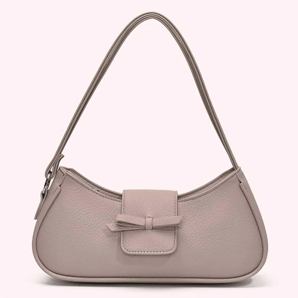 Women Casual Underarm Bag PU Leather Simple Armpit Bag Solid Color Stylish Cool Girl Handbag Travel Shopping Work Dat