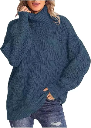 Women Oversized Slouchy Knit Turtleneck Sweaters Fall Fashion 2023 Batwing Sleeve Pullover Tops Y2K Clothes