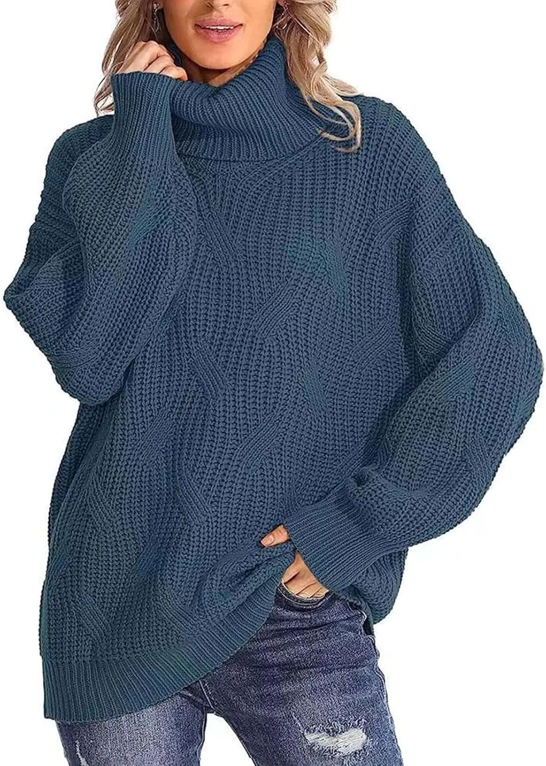 Women Oversized Slouchy Knit Turtleneck Sweaters Fall Fashion 2023 Batwing Sleeve Pullover Tops Y2K Clothes