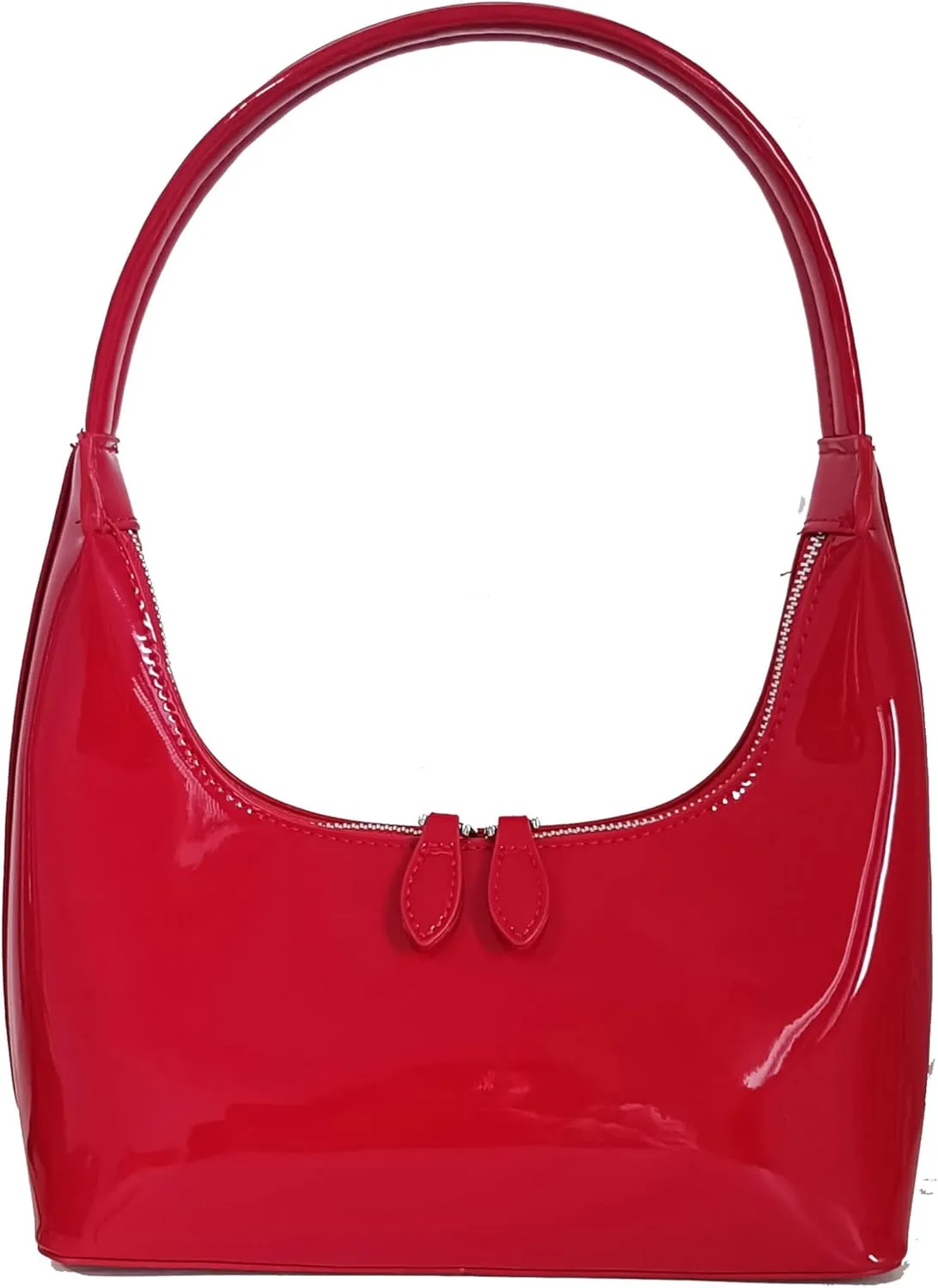 Women Red Retro Underarm Shoulder Bag Y2k Patent Leather Hobo Bag Purse