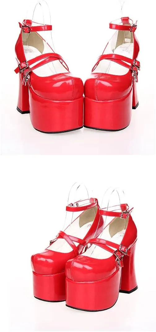 Women's 12.5cm High Heels Thick Platform Pumps Queen Cosplay Gothic Punk Lolita Shoes