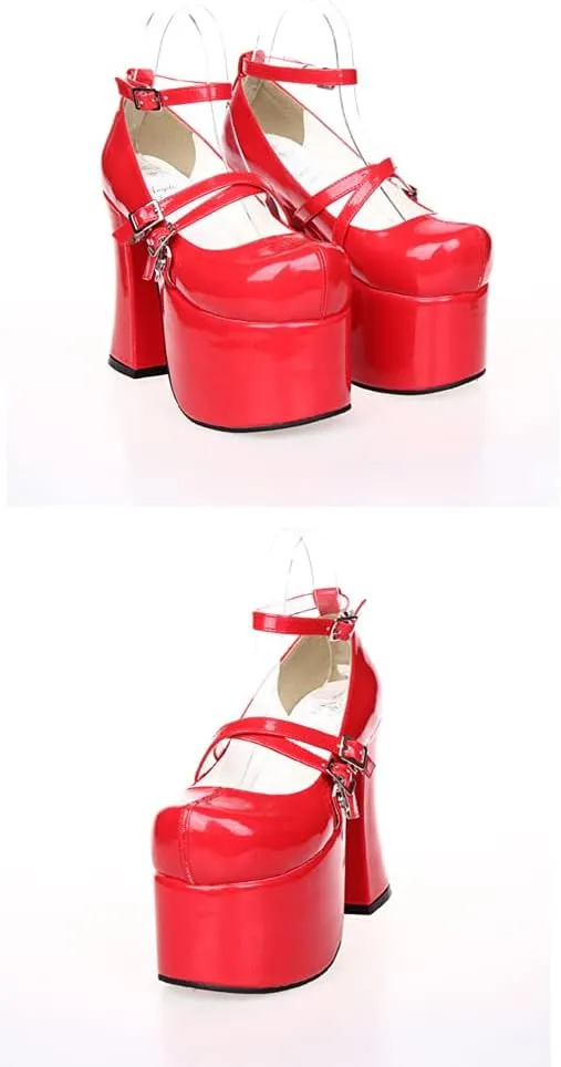 Women's 12.5cm High Heels Thick Platform Pumps Queen Cosplay Gothic Punk Lolita Shoes