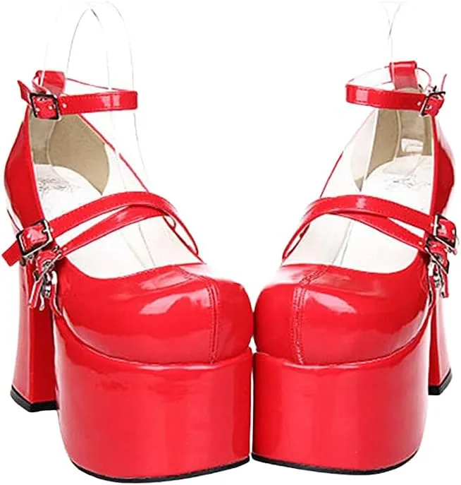 Women's 12.5cm High Heels Thick Platform Pumps Queen Cosplay Gothic Punk Lolita Shoes
