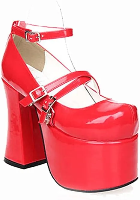 Women's 12.5cm High Heels Thick Platform Pumps Queen Cosplay Gothic Punk Lolita Shoes