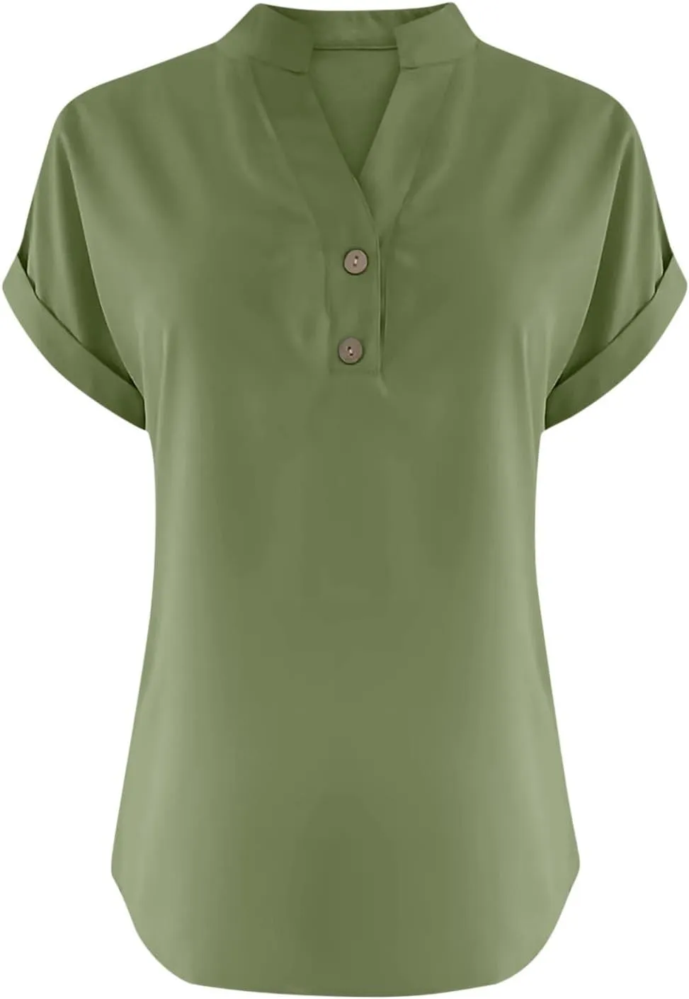 Womens Button Down Linen Shirts Short Sleeve V Neck Dressy Casual Business Work Blouses Loose Fit Summer Tunic Tops