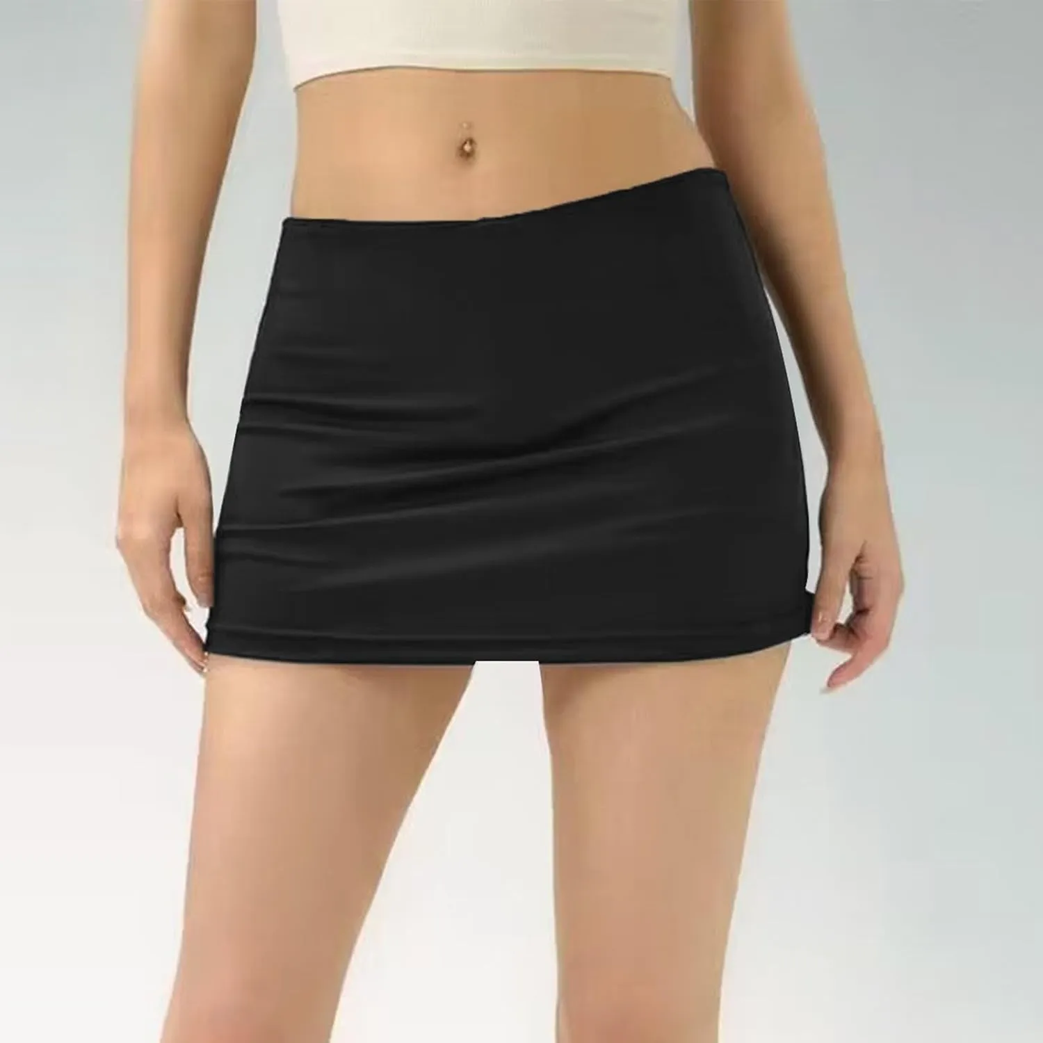 Women's Casual Low Waist Skirt Slim Fit Stretch Bodycon Skirts Summer Athletic Lightweight Workout Running Mini Skirts