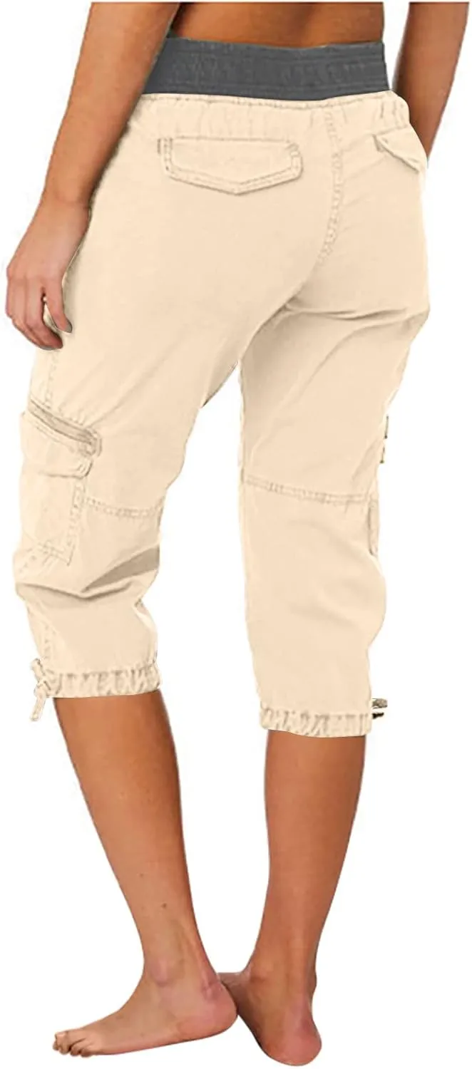 Womens Causal Cargo Pants Summer Capris Pants Lightweight Dressy Causal Pants Trendy Vacation Clothes 2024