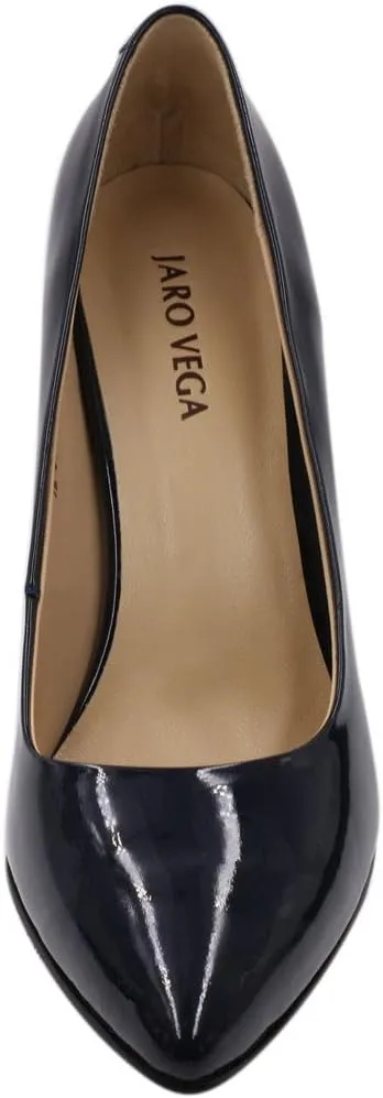 Women's Chunky Heel Closed Pointed Toe Patent Leather Dress Pumps Shoes