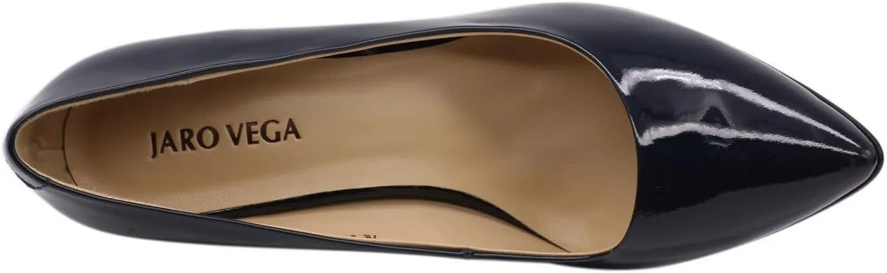 Women's Chunky Heel Closed Pointed Toe Patent Leather Dress Pumps Shoes
