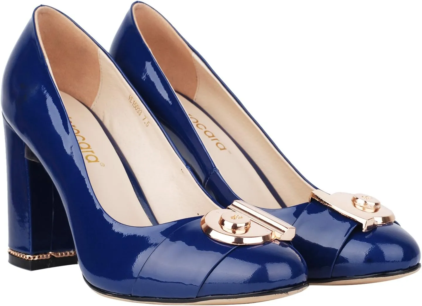 Women's Chunky Heel Ornament Decoration Genuine Leather Dress Pumps Shoes for Official Occasion
