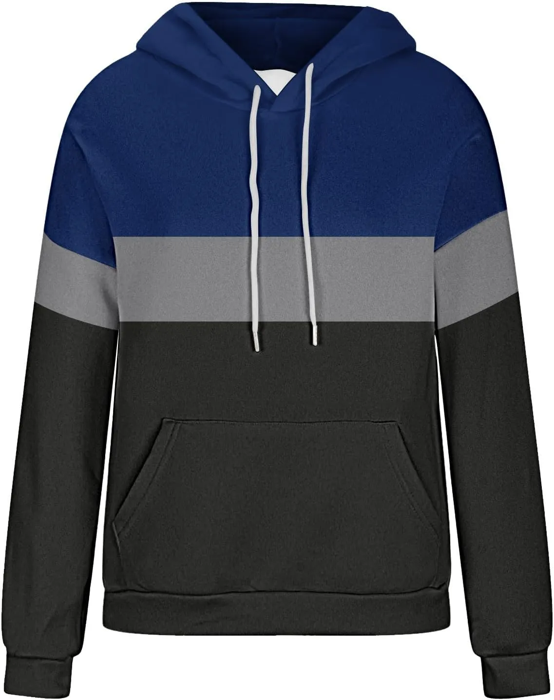 Womens Color Block Hooded Sweatshirts Casual Everyday Hoodies Long Sleeve Soft Loose Cozy Versatile Pullover Tops