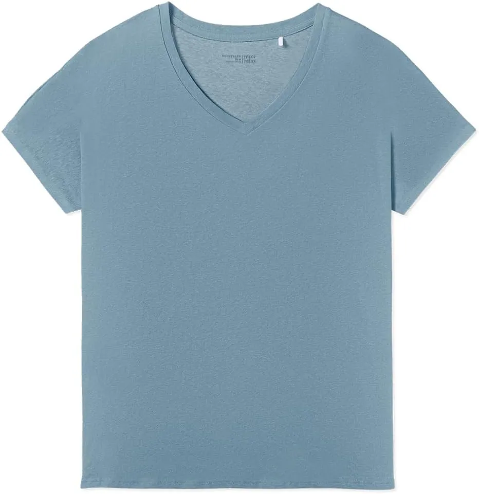 Women's Cotton and Linen Short Sleeve Nightwear T-Shirt Mix   Relax Pyjama Top