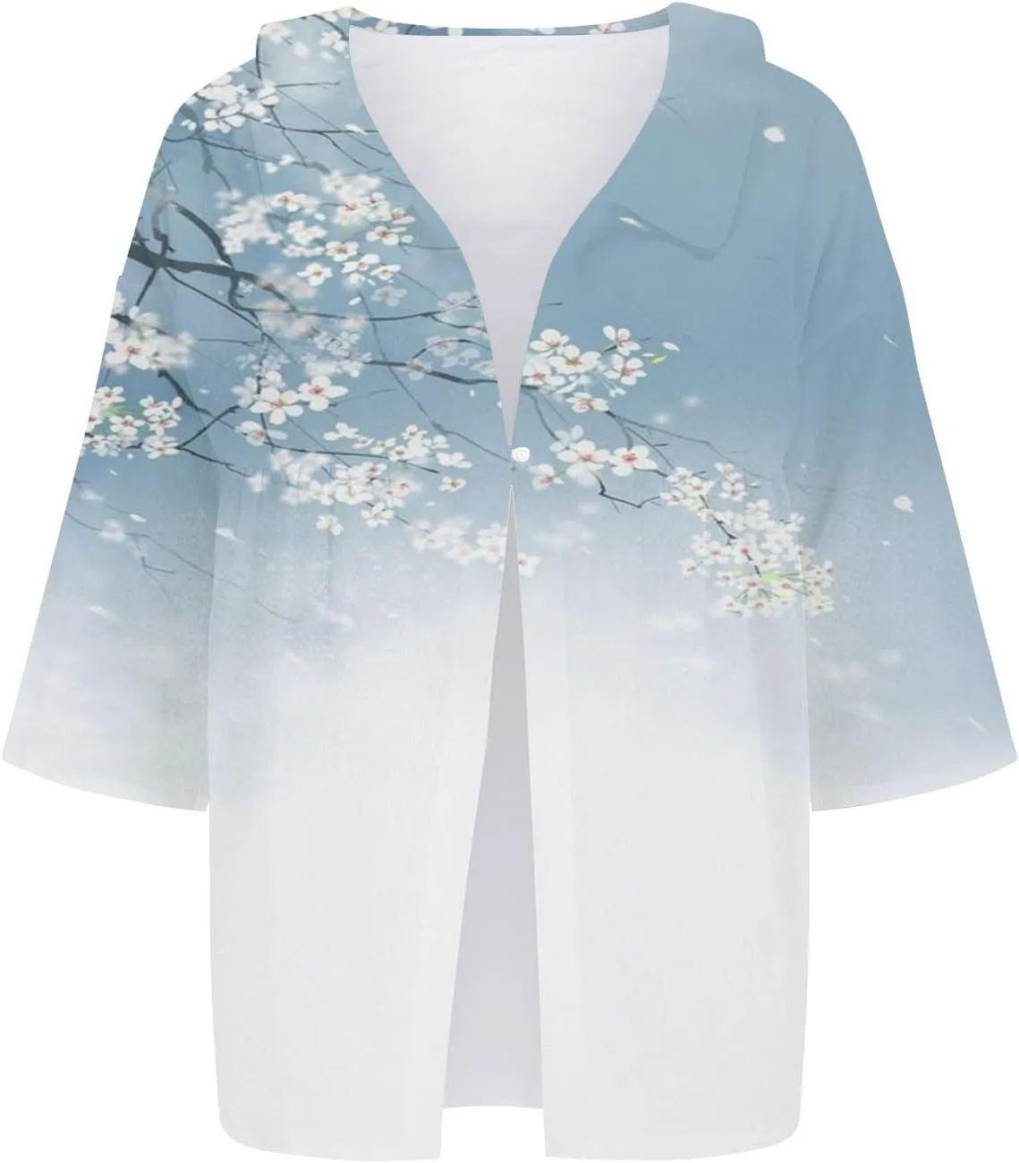 Womens Cotton Button Down Shirt Women's Floral Butterfly Print Natural Autumn Fragrant Casual Collared Blouses Loose